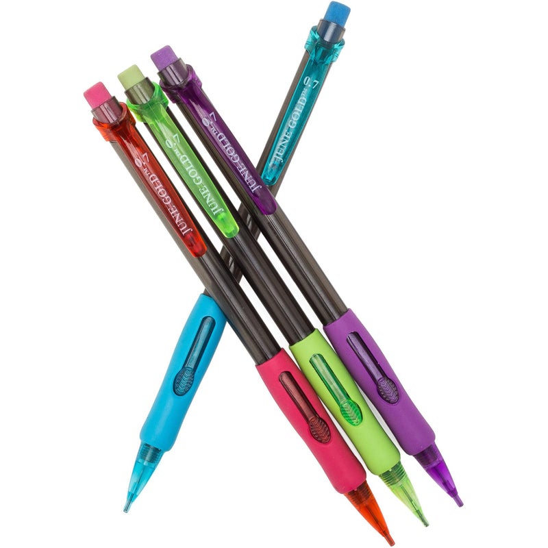 June Gold 72 Mechanical Pencils, 0.7 mm HB #2 Lead, 2 Dispensers/w 220 Graphite Refills & 16 Refill Erasers, Break Resistant Lead, Convenient Side Click & Soft Non-Slip Grip - Image 2